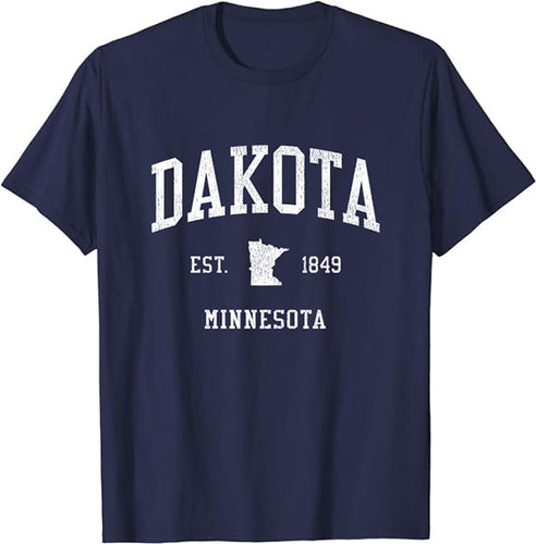 Dakota Minnesota MN T-Shirt Vintage Athletic Sports Design Tee