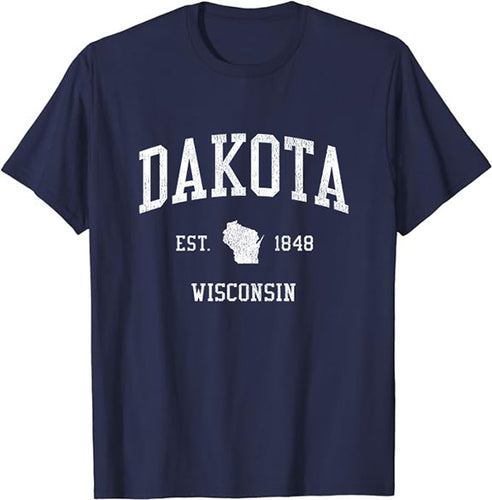 Dakota Wisconsin WI T-Shirt Vintage Athletic Sports Design Tee