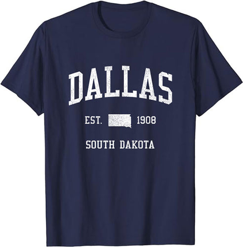 Dallas South Dakota SD T-Shirt Vintage Athletic Sports Design Tee