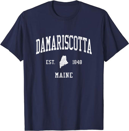 Damariscotta Maine ME T-Shirt Vintage Athletic Sports Design Tee