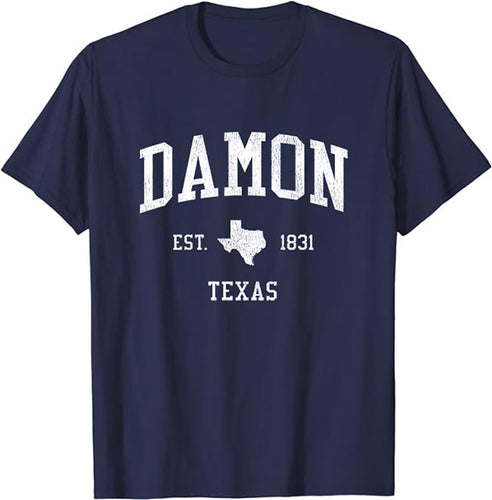 Damon Texas TX T-Shirt Vintage Athletic Sports Design Tee