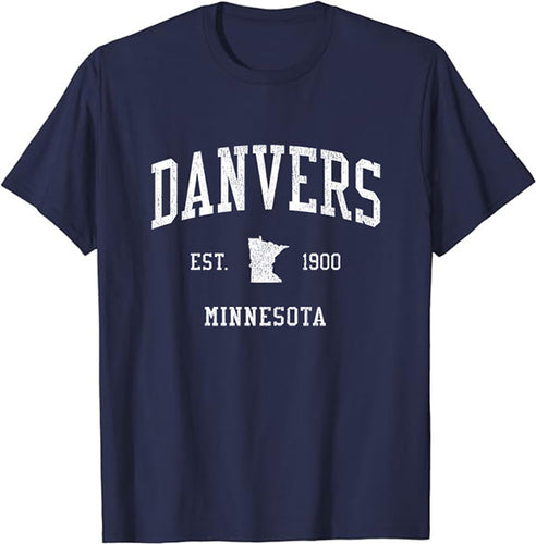 Danvers Minnesota MN T-Shirt Vintage Athletic Sports Design Tee