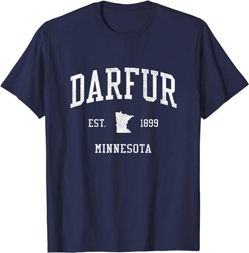 Darfur Minnesota MN T-Shirt Vintage Athletic Sports Design Tee