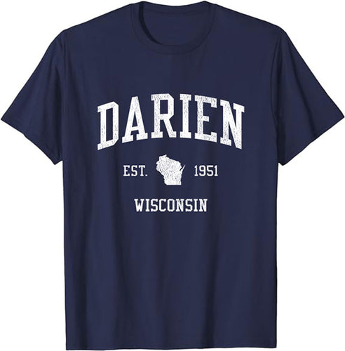 Darien Wisconsin WI T-Shirt Vintage Athletic Sports Design Tee