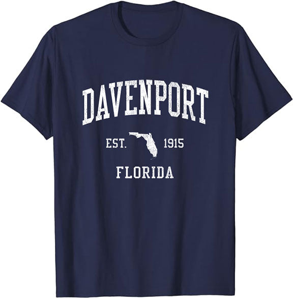 Davenport Florida FL T-Shirt Vintage Athletic Sports Design Tee