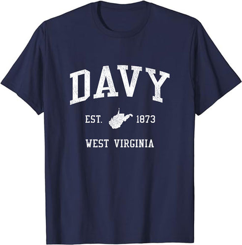 Davy West Virginia WV Vintage Athletic Sports Design T-Shirt JS01