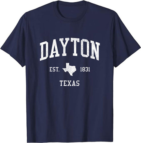 Dayton Texas TX T-Shirt Vintage Athletic Sports Design Tee