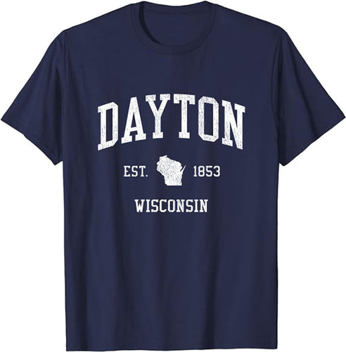 Dayton Wisconsin WI T-Shirt Vintage Athletic Sports Design Tee