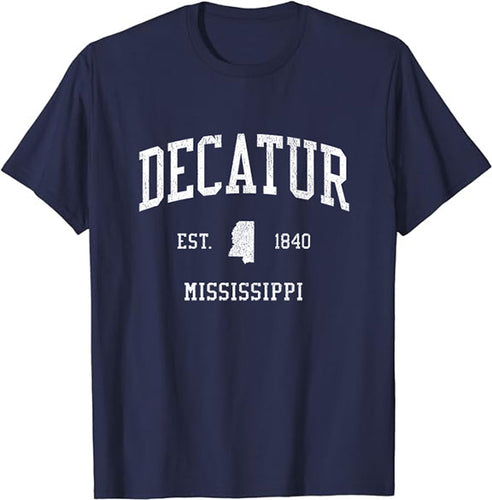 Decatur Mississippi MS T-Shirt Vintage Athletic Sports Design Tee