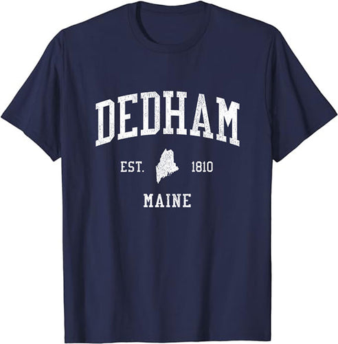Dedham Maine ME T-Shirt Vintage Athletic Sports Design Tee