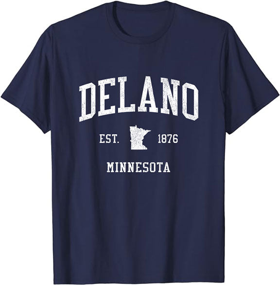 Delano Minnesota MN T-Shirt Vintage Athletic Sports Design Tee