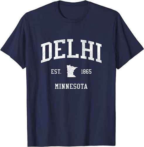 Delhi Minnesota MN T-Shirt Vintage Athletic Sports Design Tee