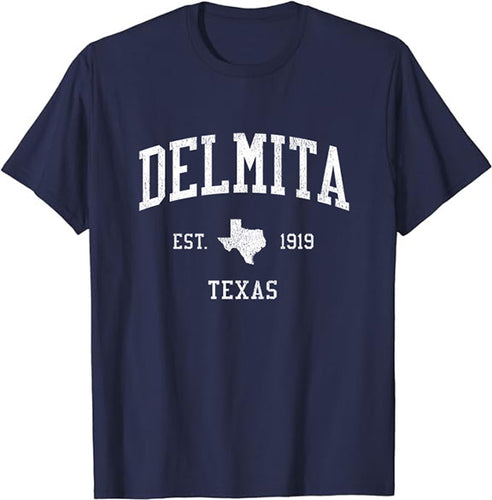 Delmita Texas TX T-Shirt Vintage Athletic Sports Design Tee