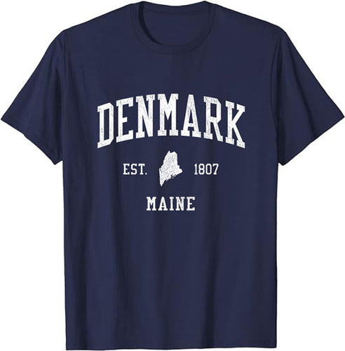 Denmark Maine ME T-Shirt Vintage Athletic Sports Design Tee