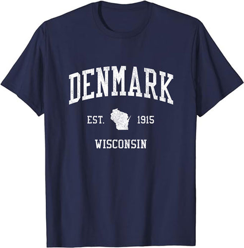 Denmark Wisconsin WI T-Shirt Vintage Athletic Sports Design Tee