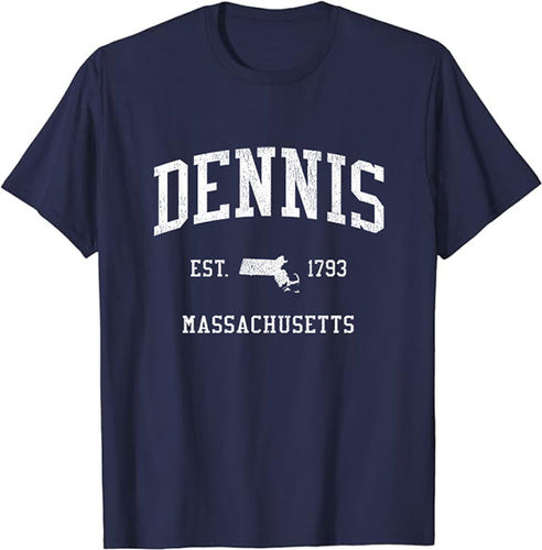 Dennis Massachusetts MA T-Shirt Vintage Athletic Sports Design Tee