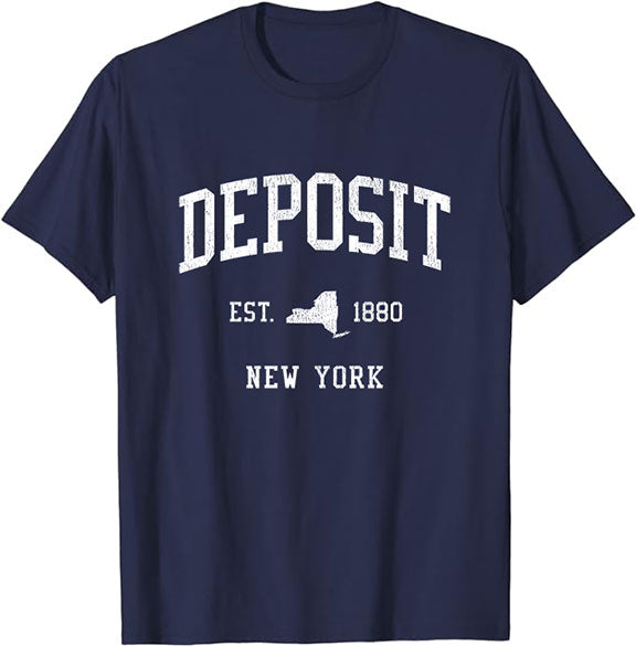 Deposit New York NY T-Shirt Vintage Athletic Sports Design Tee