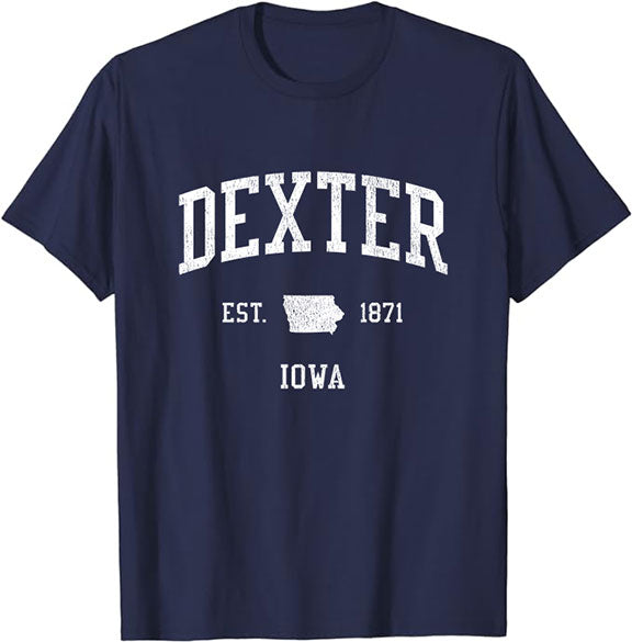 Dexter Iowa IA T-Shirt Vintage Athletic Sports Design Tee