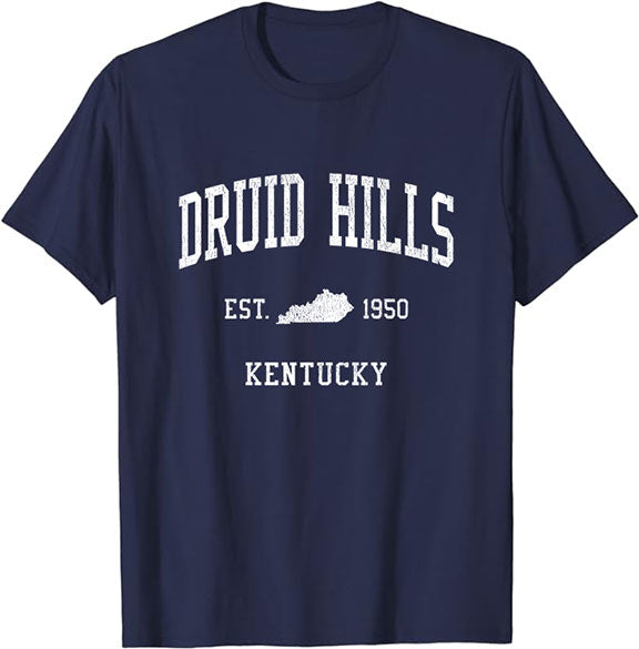 Druid Hills Kentucky KY T-Shirt Vintage Athletic Sports Design Tee