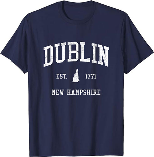 Dublin New Hampshire NH T-Shirt Vintage Athletic Sports Design Tee