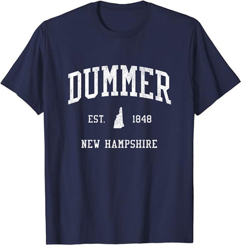 Dummer New Hampshire NH T-Shirt Vintage Athletic Sports Design Tee