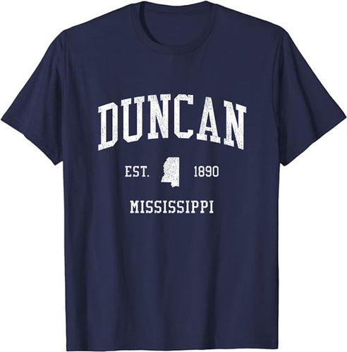 Duncan Mississippi MS T-Shirt Vintage Athletic Sports Design Tee