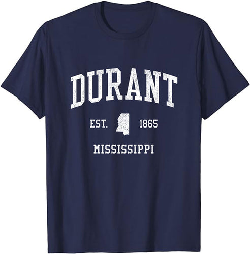 Durant Mississippi MS T-Shirt Vintage Athletic Sports Design Tee