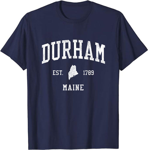 Durham Maine ME T-Shirt Vintage Athletic Sports Design Tee