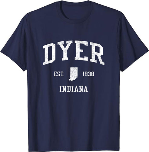 Dyer Indiana IN T-Shirt Vintage Athletic Sports Design Tee