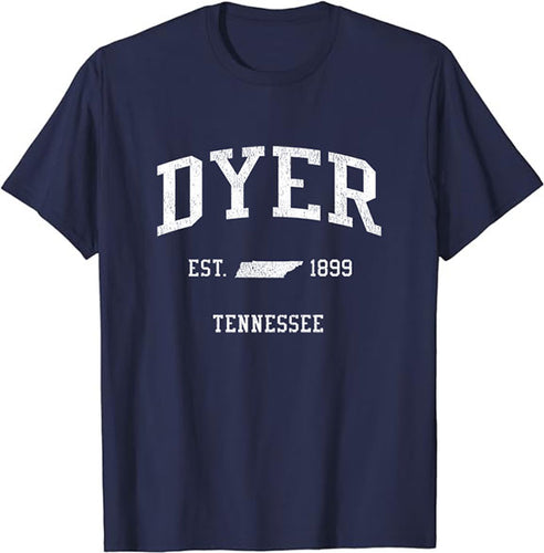 Dyer Tennessee TN T-Shirt Vintage Athletic Sports Design Tee