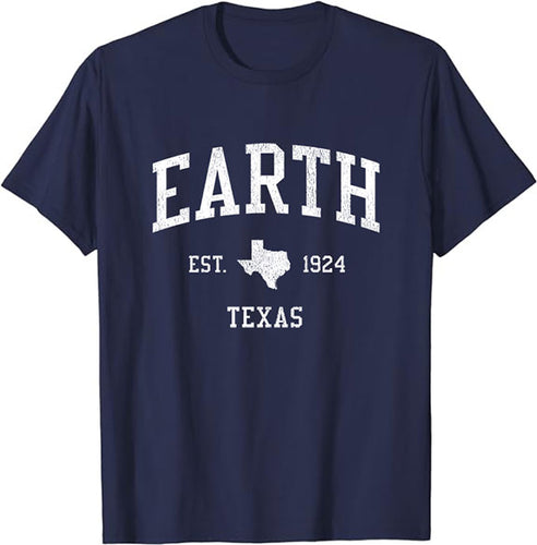 Earth Texas TX T-Shirt Vintage Athletic Sports Design Tee