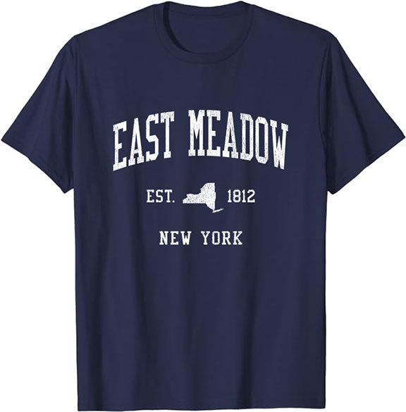 East Meadow New York NY T-Shirt Vintage Athletic Sports Design Tee