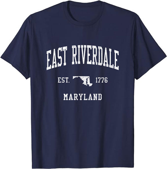 East Riverdale Maryland MD T-Shirt Vintage Athletic Sports Design Tee