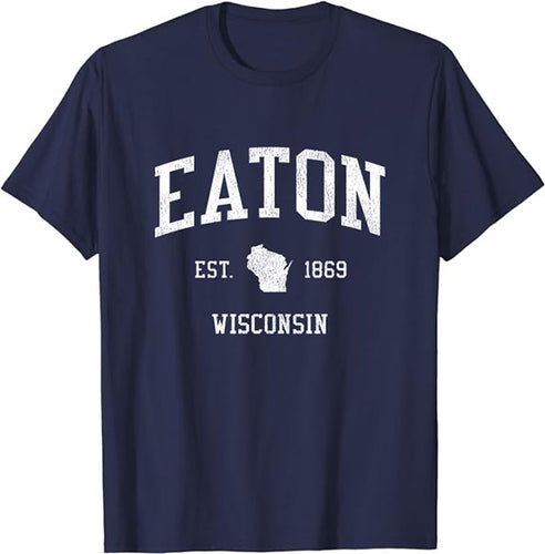 Eaton Wisconsin WI T-Shirt Vintage Athletic Sports Design Tee