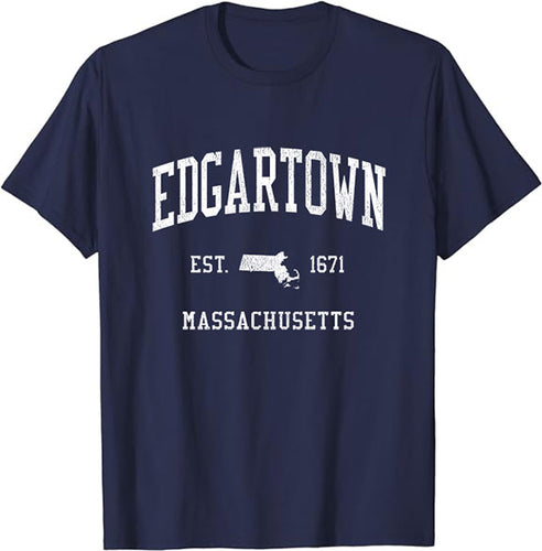 Edgartown Massachusetts MA T-Shirt Vintage Athletic Sports Design Tee