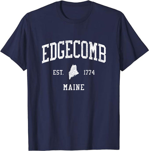 Edgecomb Maine ME T-Shirt Vintage Athletic Sports Design Tee