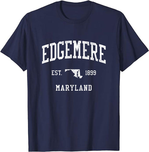 Edgemere Maryland MD T-Shirt Vintage Athletic Sports Design Tee