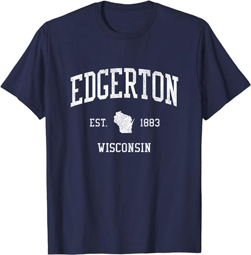 Edgerton Wisconsin WI T-Shirt Vintage Athletic Sports Design Tee