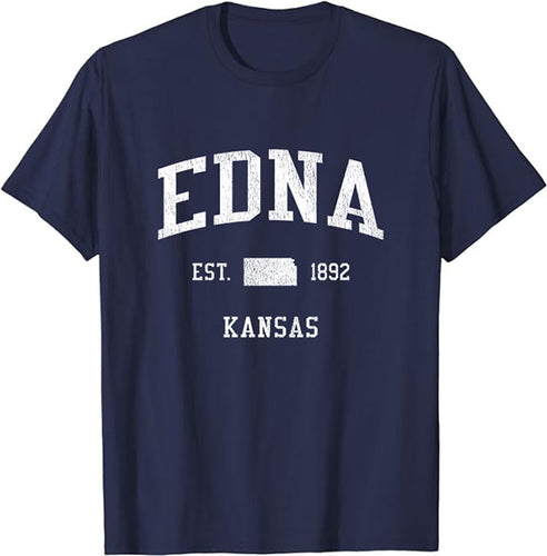 Edna Kansas KS T-Shirt Vintage Athletic Sports Design Tee