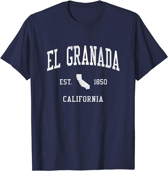 El Granada California CA T-Shirt Vintage Athletic Sports Design Tee