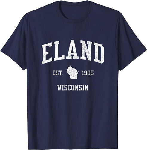 Eland Wisconsin WI T-Shirt Vintage Athletic Sports Design Tee