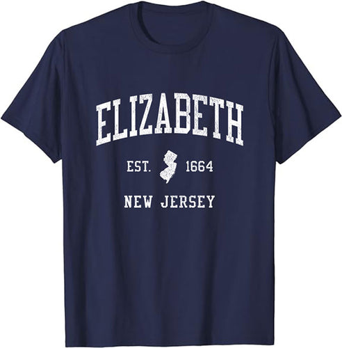 Elizabeth New Jersey NJ T-Shirt Vintage Athletic Sports Design Tee