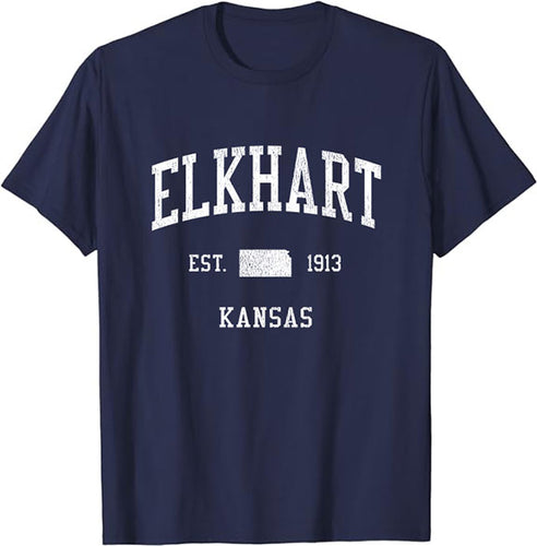 Elkhart Kansas KS T-Shirt Vintage Athletic Sports Design Tee