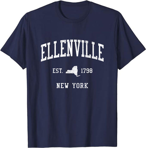 Ellenville New York NY T-Shirt Vintage Athletic Sports Design Tee