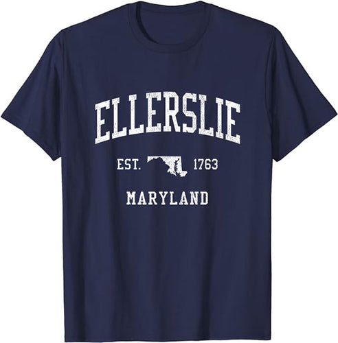 Ellerslie Maryland MD T-Shirt Vintage Athletic Sports Design Tee