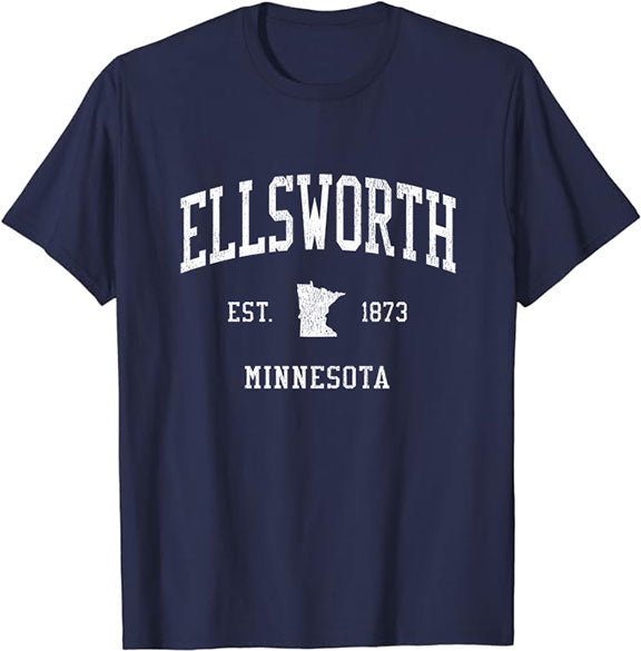 Ellsworth Minnesota MN T-Shirt Vintage Athletic Sports Design Tee