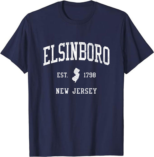 Elsinboro New Jersey NJ T-Shirt Vintage Athletic Sports Design Tee