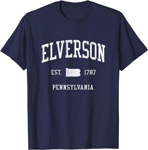 Elverson Pennsylvania PA T-Shirt Vintage Athletic Sports Design Tee