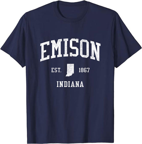 Emison Indiana IN T-Shirt Vintage Athletic Sports Design Tee