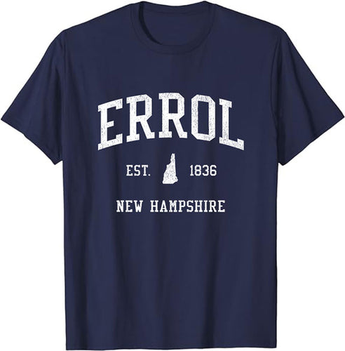 Errol New Hampshire NH T-Shirt Vintage Athletic Sports Design Tee